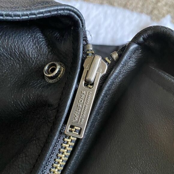 Wilson’s Leather Heavy Jacket Lined Black Mens Size Large - Picture 9 of 15